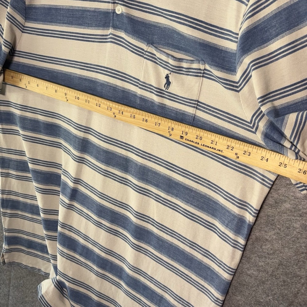 Polo Ralph‎ Lauren Polo Shirt Mens XL Blue Striped Classic Fit Short Sleeve Pony - Picture 8 of 8